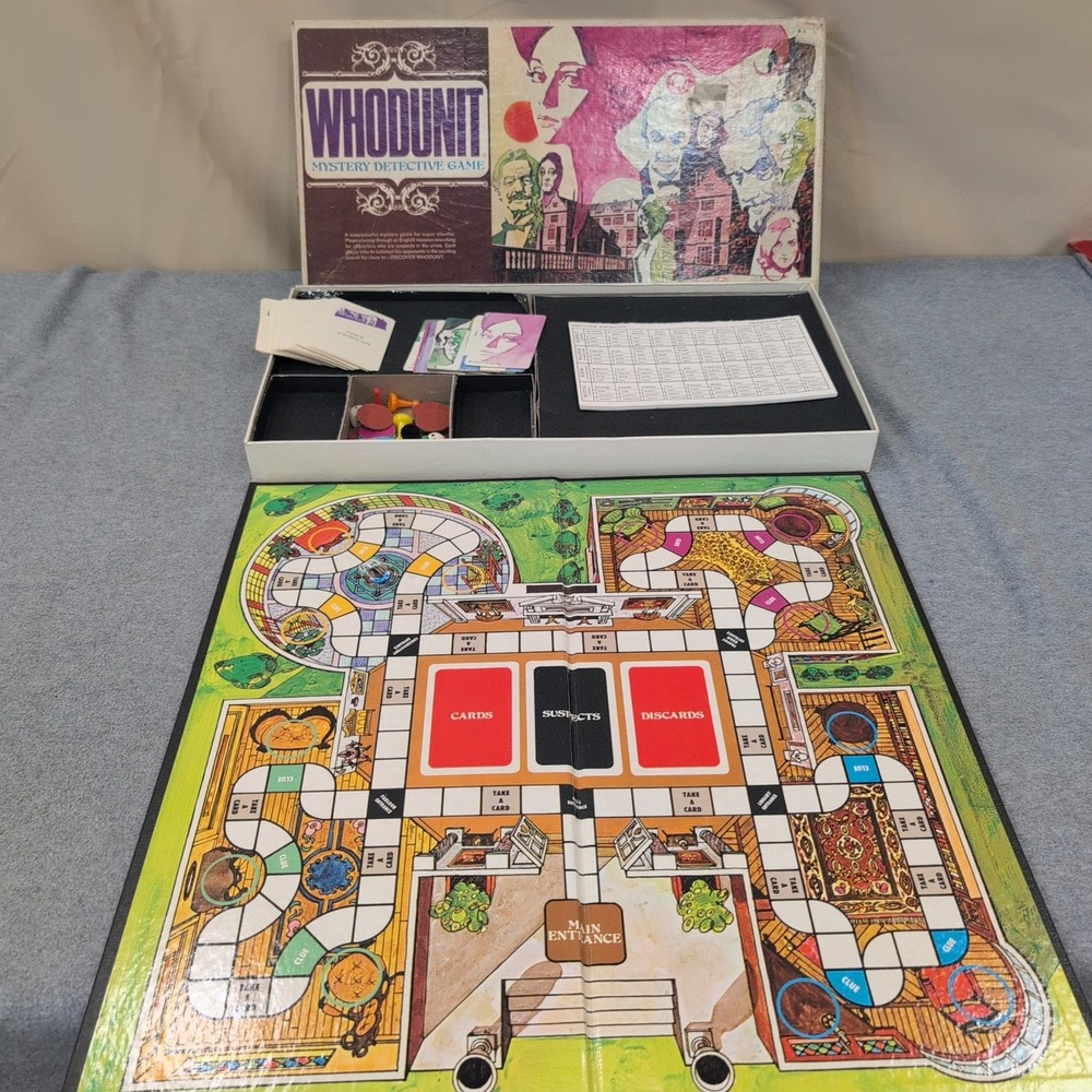 Whodunit Mystery Detective Board Game Selchow & Righter Vintage 1972 1970s